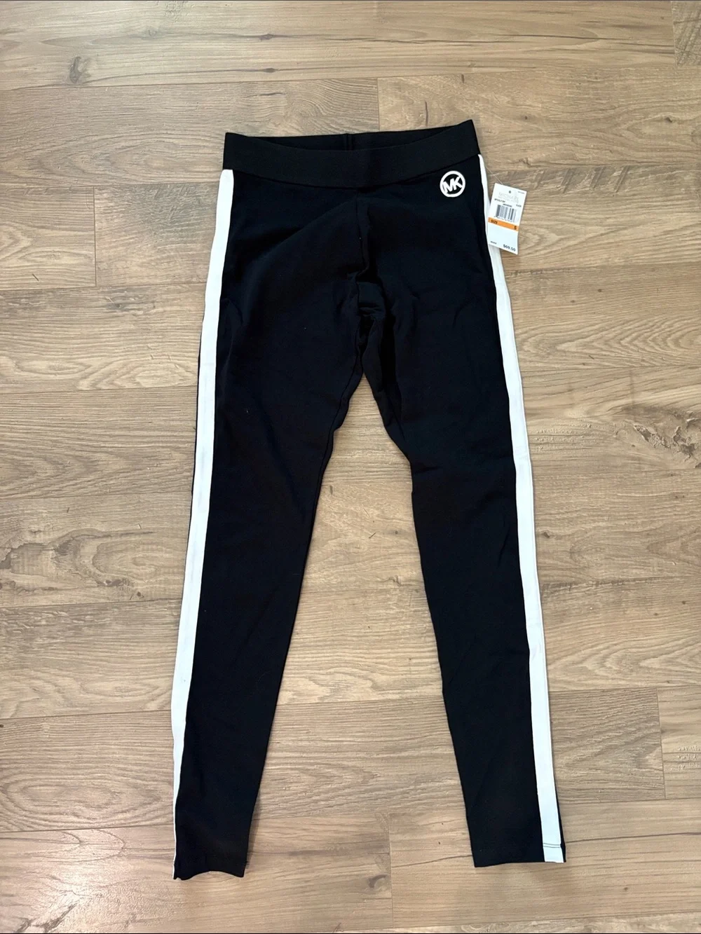 Michael Kors Black Leggings with White Side Stripes